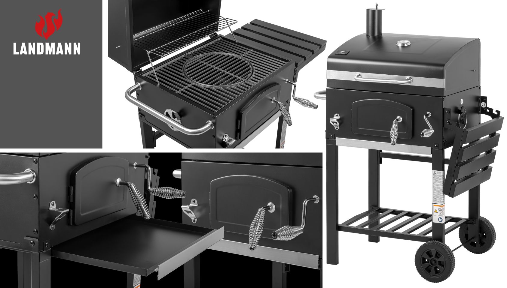 Kolaż studyjnej fotografii produktowej, grill węglowy