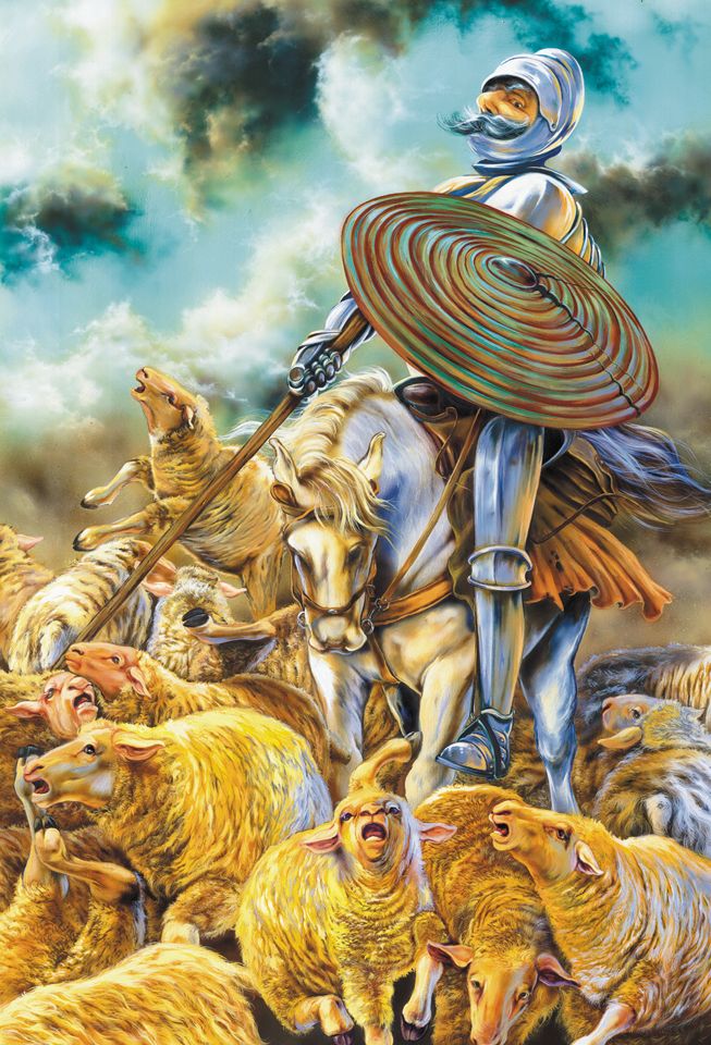 Ilustracja do Don Kichota, Ekolina, gwasz, akryl