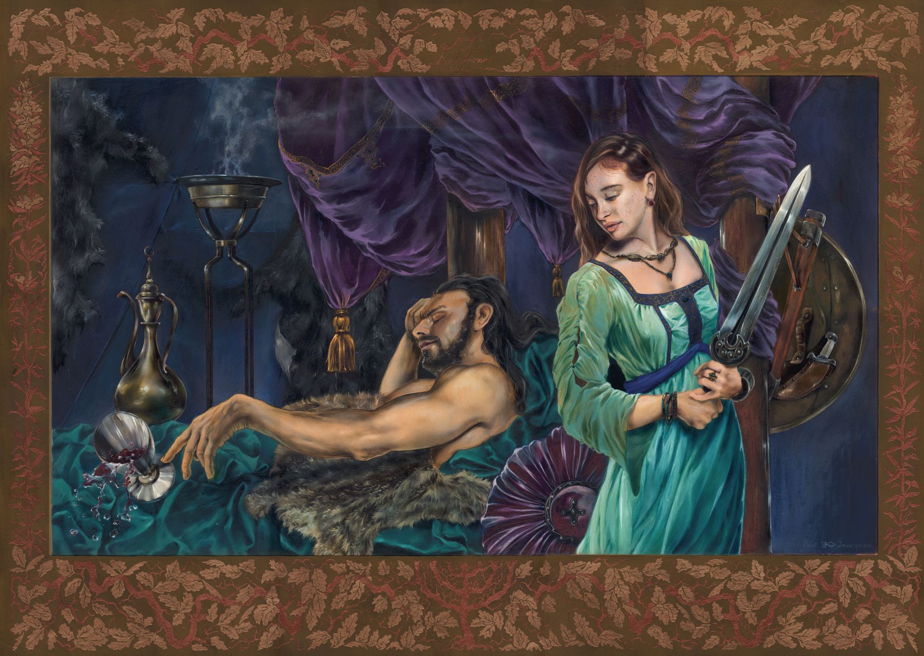 Obraz, Judyta i Holofernes, Gwasz, akryl